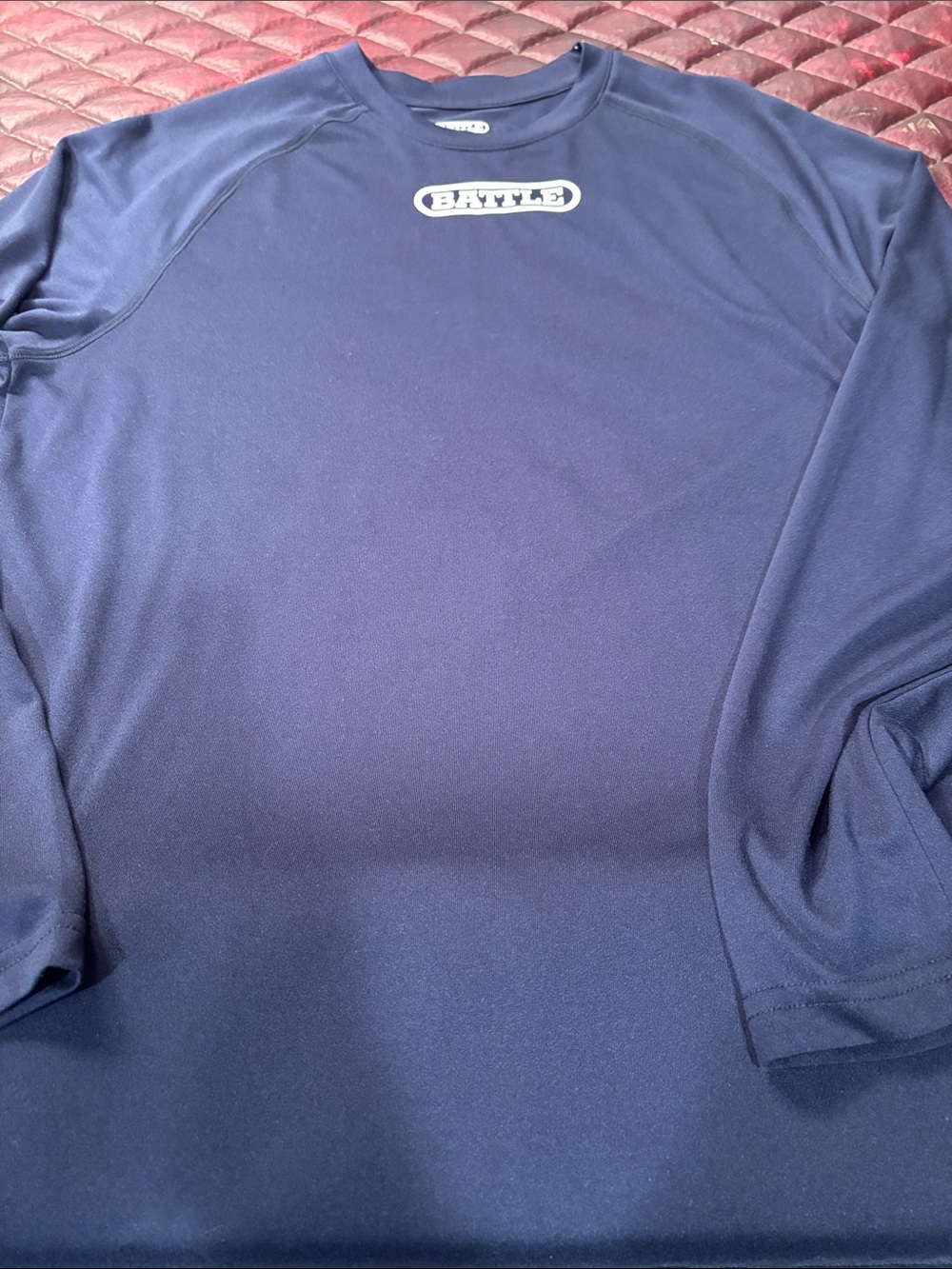 BATTLE Men's Navy Performance Long-Sleeve Shirt. Size M
